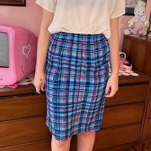 Vintage Plaid Midi Skirt